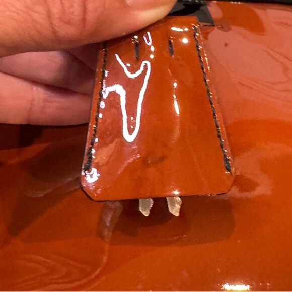 Prada Vintage Maroon Patent Leather Bag Authentic Logo Shoulder Purse Italy - Picture 9 of 16